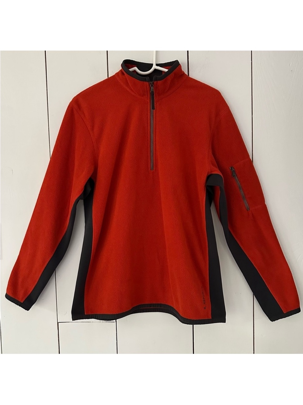 Y2K Banana Republic Quarter Zip Fleece Pullover S-M Rust Red Black Vintage